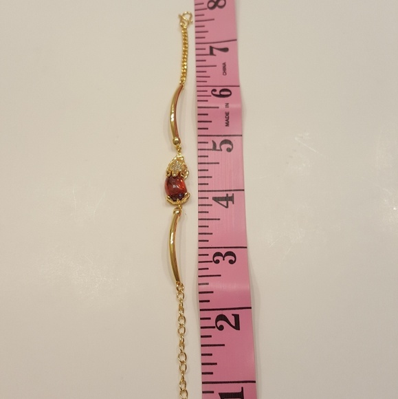 Bracelets gold plated metal with red stone. - Picture 4 of 7